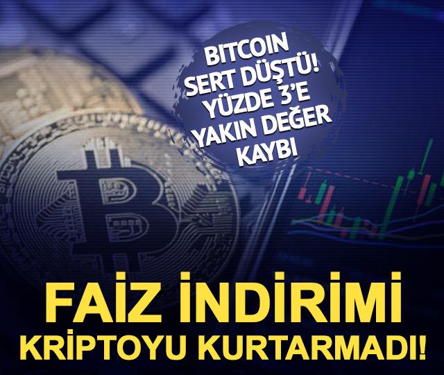 Faiz indirimi kriptoyu kurtarmadı! Bitcoin sert düştü: Yüzde 3'e yakın değer kaybı
