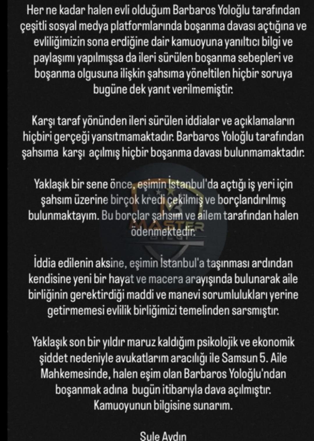 MasterChef Barbaros Yoloğlu’nu eşi Şule İdil Aydın ifşa etti: "Boşanmadık" 2