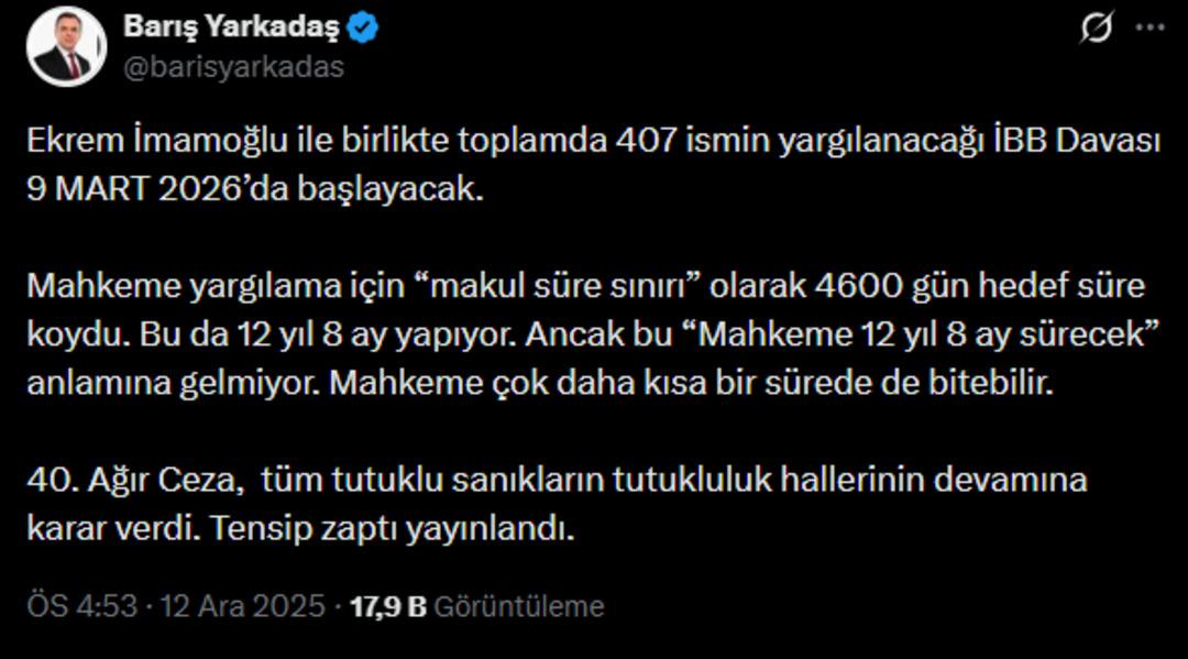 Son dakika | "Hedef s&uuml;re" 12 yıldan fazla! Su&ccedil; &ouml;rg&uuml;t&uuml; lideri olmakla su&ccedil;lanıyor: İmamoğlu nun hakim karşısına &ccedil;ıkacağı tarih belli oldu 4