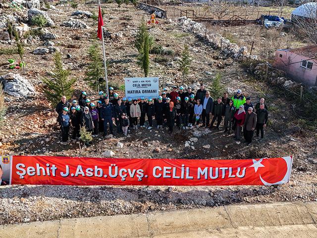 Mersinli şehit için oluşturulan hatıra ormanına yeni fidanlar dikildi