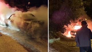 Otomobil patladı, feci şekilde can verdi