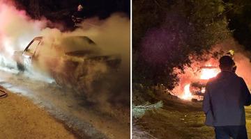 Otomobil patladı, feci şekilde can verdi