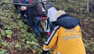 Otomobil ormanlık alana uçtu, 2 yaralı