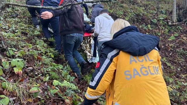 Otomobil ormanlık alana uçtu, 2 yaralı