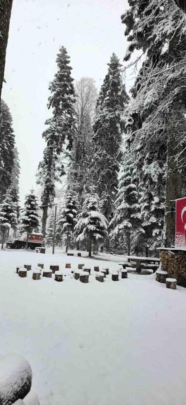 D&uuml;zce&rsquo;nin y&uuml;ksek kesimleri karla kaplandı 4