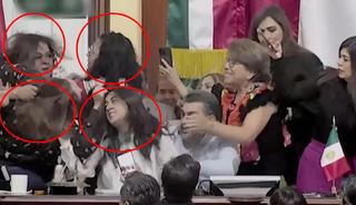 Meksika meclisinde sa&ccedil; sa&ccedil;a baş başa kavga!