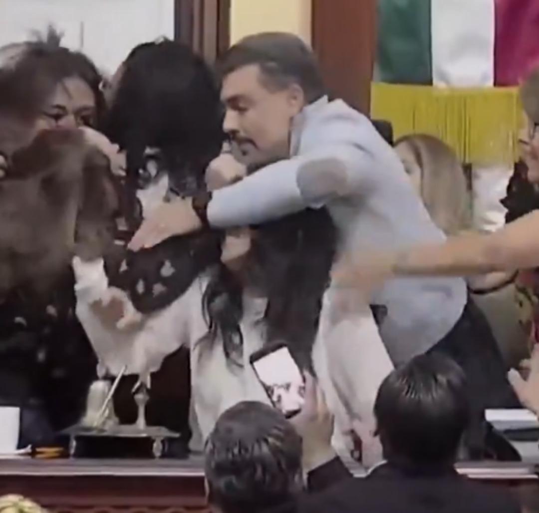 Meksika meclisinde saç saça baş başa kavga! Kadın üyeleri gören inanamadı 2