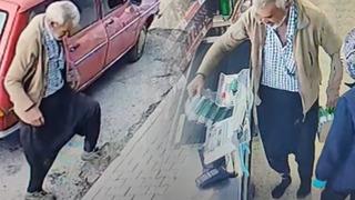 Çamurlu ayakkabısını çıkarıp çorapla alışveriş yaptı