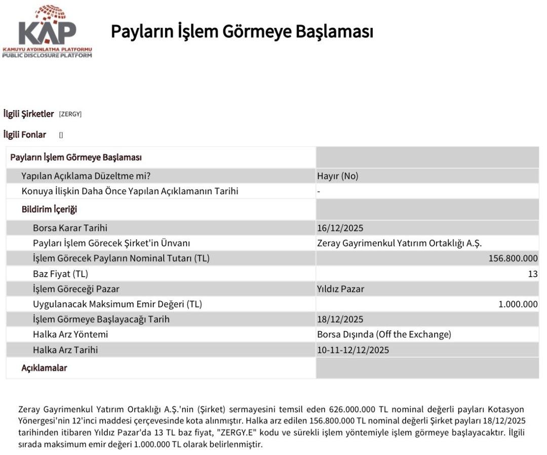 Resmi Duyuru Geldi! Yeni Halka Arz 18 Aralık’ta İşleme Başlıyor 1