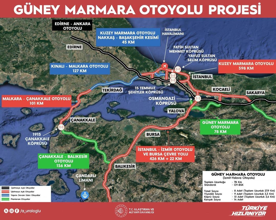 Yeni otoyol geliyor! Yalova-İzmit arasında tam 78 kilometre... Bakan Uraloğlu: 8 t&uuml;nel, 9 viyad&uuml;k, 51 k&ouml;pr&uuml; olacak 1