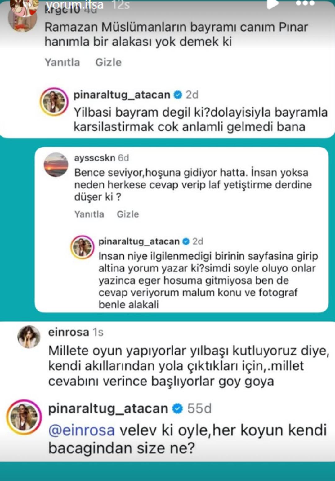 Pınar Altuğ un Yılbaşı paylaşımına  Ramazan  eleştirisi geldi! Sert &ccedil;ıktı 2