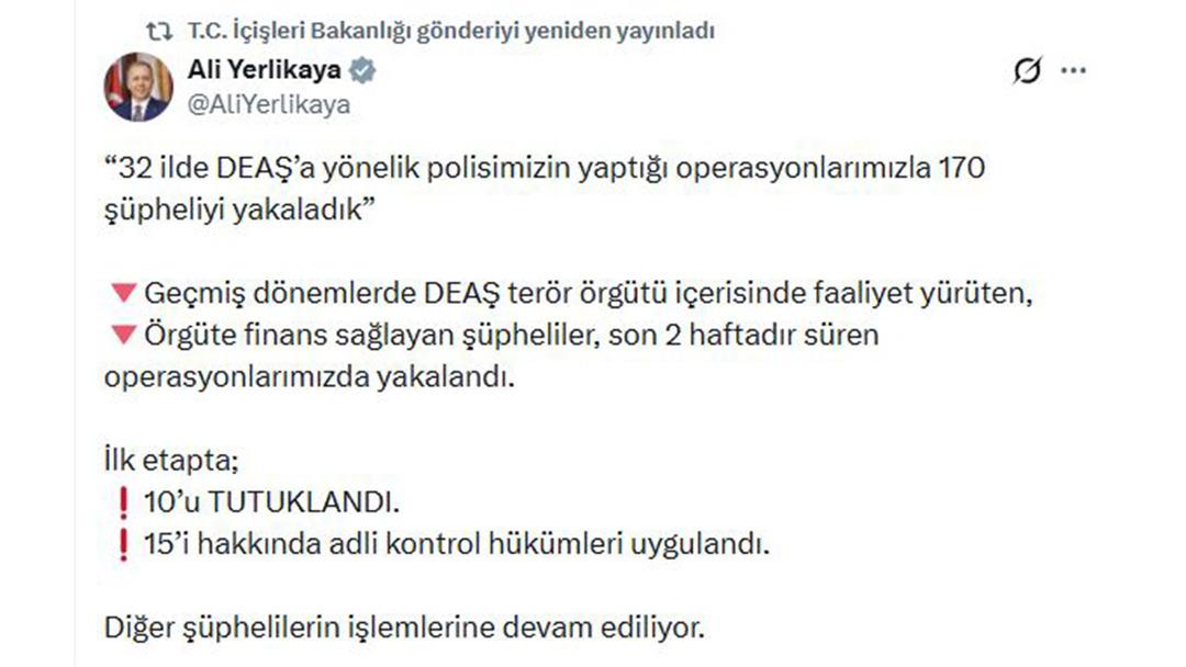 32 ilde DEAŞ operasyonu: 170 ş&uuml;pheli yakalandı 1
