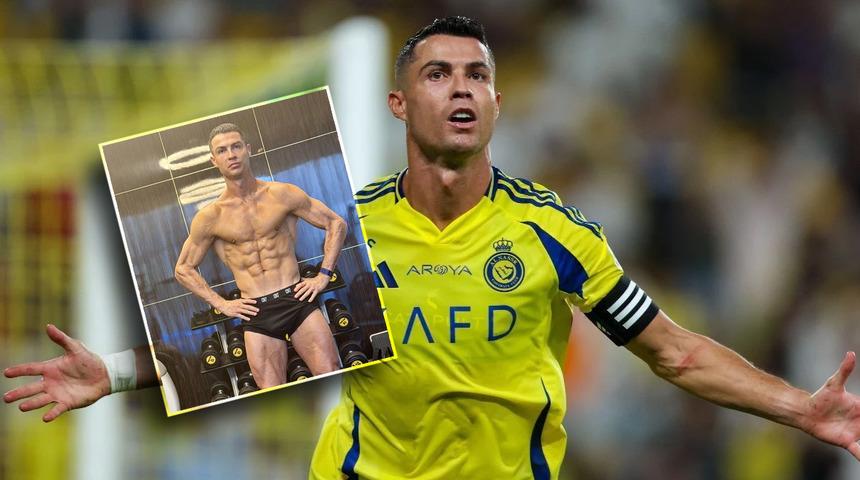 Cristiano Ronaldo yıllara meydan okuyor! İ&ccedil; &ccedil;amaşırıyla poz verdi, fit g&ouml;r&uuml;nt&uuml;s&uuml; g&uuml;ndem oldu
