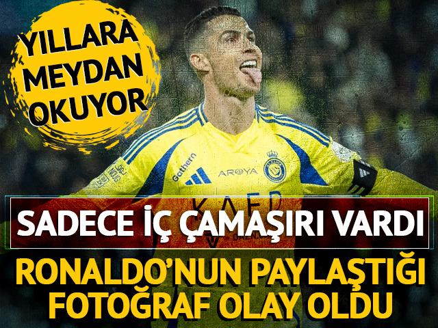 Cristiano Ronaldo yıllara meydan okuyor! İ&ccedil; &ccedil;amaşırıyla poz verdi, fit g&ouml;r&uuml;nt&uuml;s&uuml; g&uuml;ndem oldu