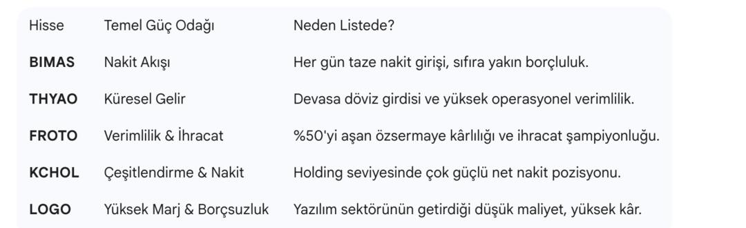 Hisse Radarı B&ouml;l&uuml;m 1: 2025&rsquo;te Finansal G&uuml;c&uuml;yle &Ouml;ne &Ccedil;ıkan BIST Hisseleri 2