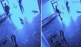 Kediye tekme attı, o anlar kameraya yansıdı