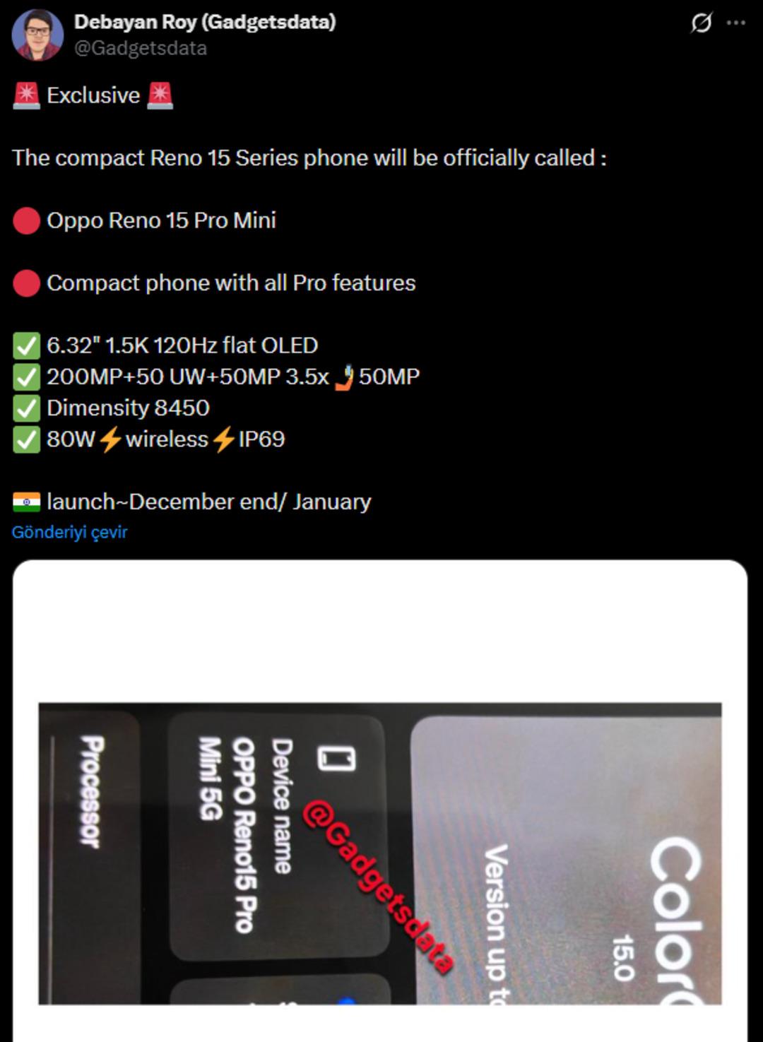 Oppo Reno15 Pro Mini ortaya çıktı: İşte sızan özellikleri 1