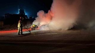 Bandırma-Susurluk karayolunda araç yangını