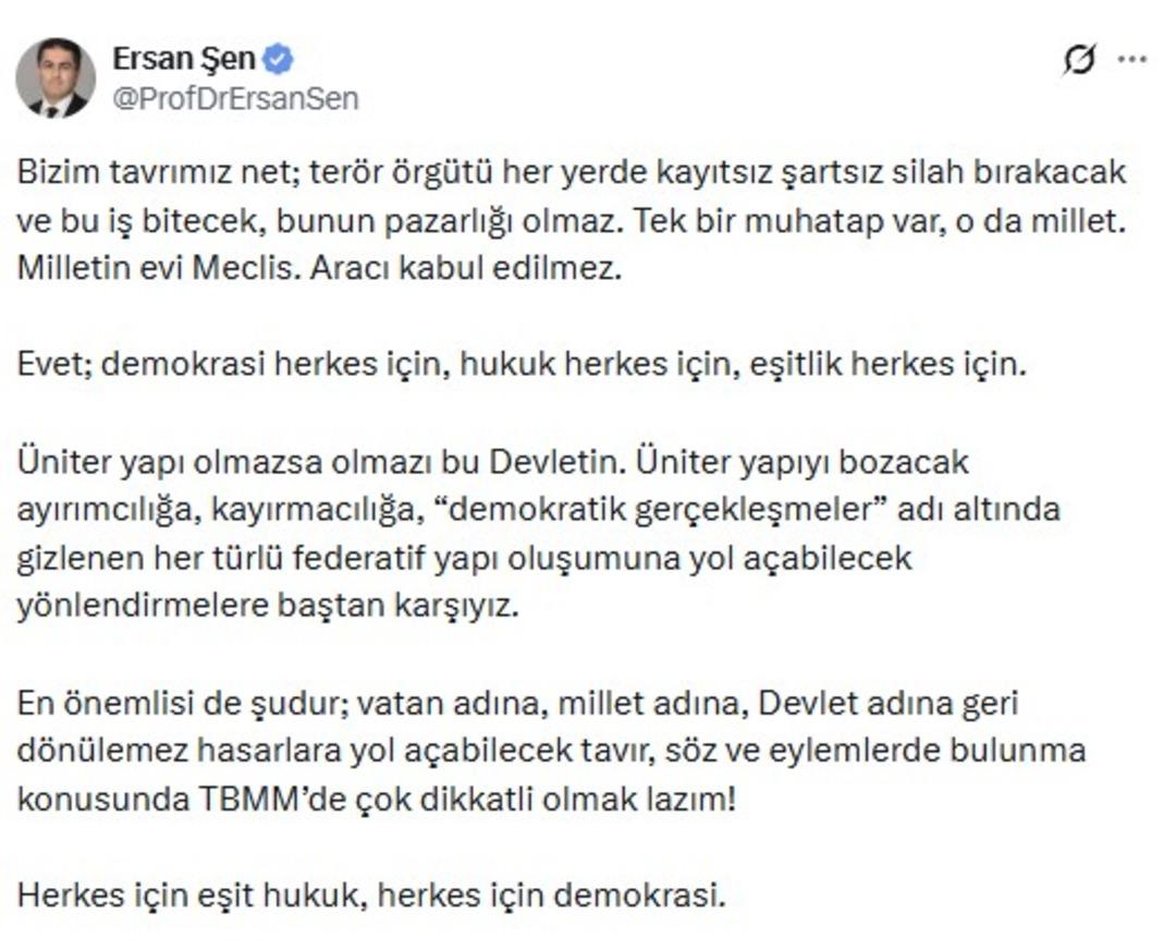 Ersan Şen den net &ccedil;ıkış! TBMM ye seslendi: &Ccedil;ok dikkatli olmamız lazım 2