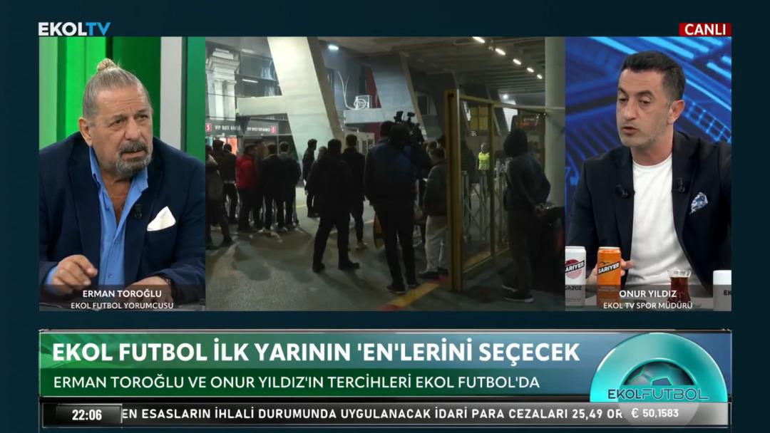 Erman Toroğlu canlı yayında y&uuml;klendi!   At Torreira yı! At abi! 2. sarı karttan at!   3