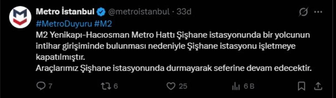 Şişhane metro istasyonunda intihar girişimi! Seferler durdu 1