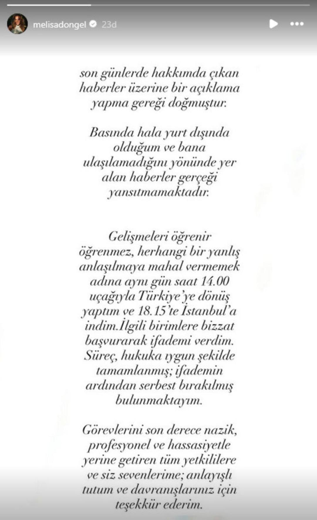 Hakkında g&ouml;zaltı kararı vardı! Melisa D&ouml;ngel &uuml;lkeye d&ouml;ner d&ouml;nmez   sa&ccedil; ve kan &ouml;rneği verdi 3