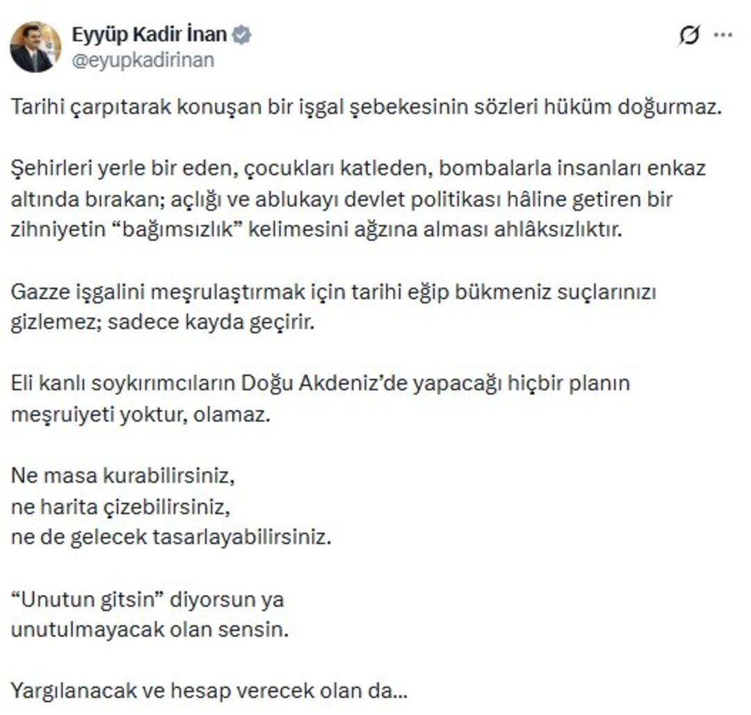 AK Partili İnan dan Netanyahu ya sert &ccedil;ıkış: Yargılanacak ve hesap vereceksin 1