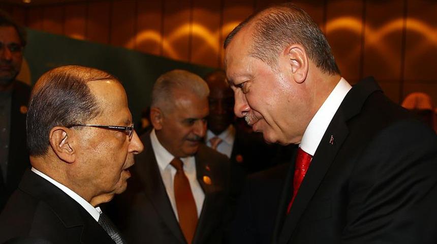 Cumhurbaşkanı Erdoğan, L&uuml;bnan Cumhurbaşkanı Joseph Avn ile telefonda g&ouml;r&uuml;şt&uuml;