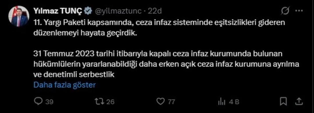 Bakan Tun&ccedil; duyurdu! Cezaevlerinden tahliyeler başladı 3