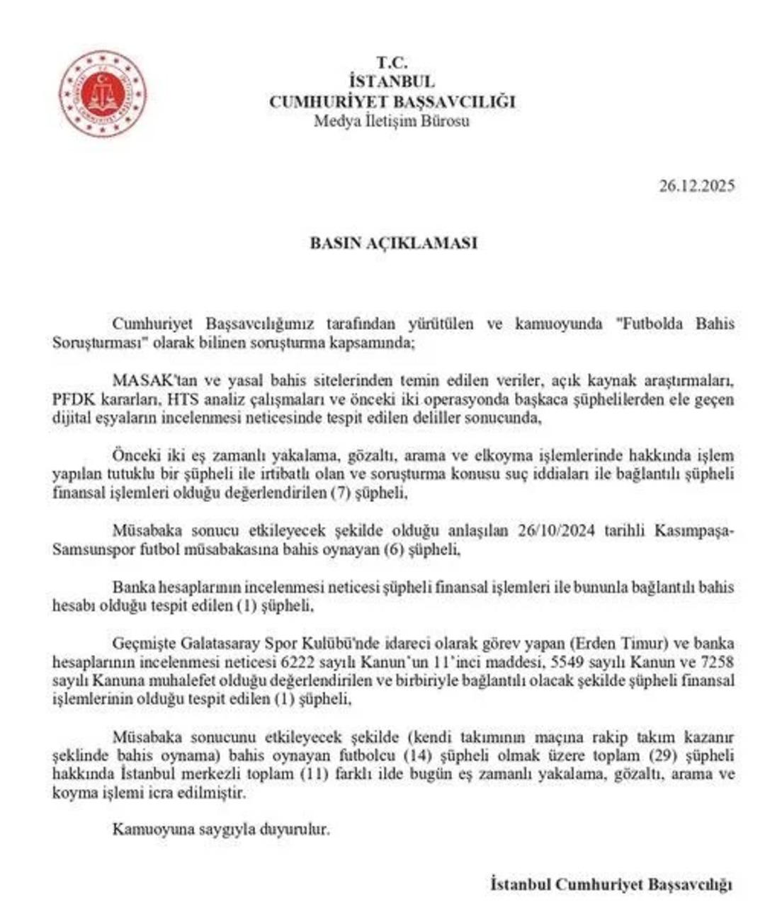 Son dakika: Galatasaray ın eski y&ouml;neticisi Erden Timur un aralarında olduğu 14 &uuml; futbolcu 29 kişi hakkında g&ouml;zaltı kararı! 5