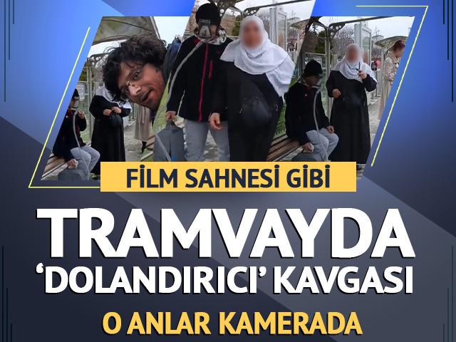 'Dilencilik' iddiası tramvayda tartışmaya d&ouml;n&uuml;şt&uuml;! O anlar kamerada