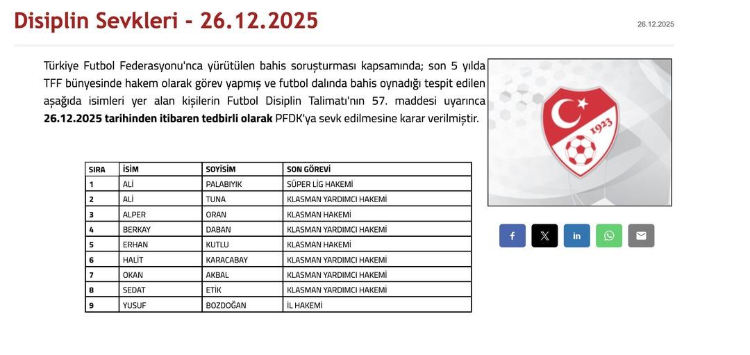 Son dakika: Son 5 yılda bahis oynayan Ali Palabıyık dahil 9 hakem PFDK ya sevk edildi 2