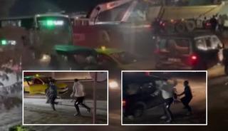 &Ouml;fkeli s&uuml;r&uuml;c&uuml; vatandaşların &uuml;st&uuml;ne s&uuml;rd&uuml;: Sopalarla kovaladılar