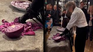 Kırmızı lahana keserek milyonlarca izlendi! Bu da sanat mı?