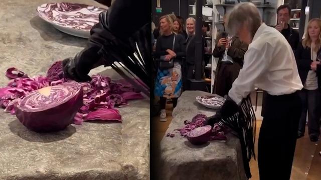 Kırmızı lahana keserek milyonlarca izlendi! Bu da sanat mı?