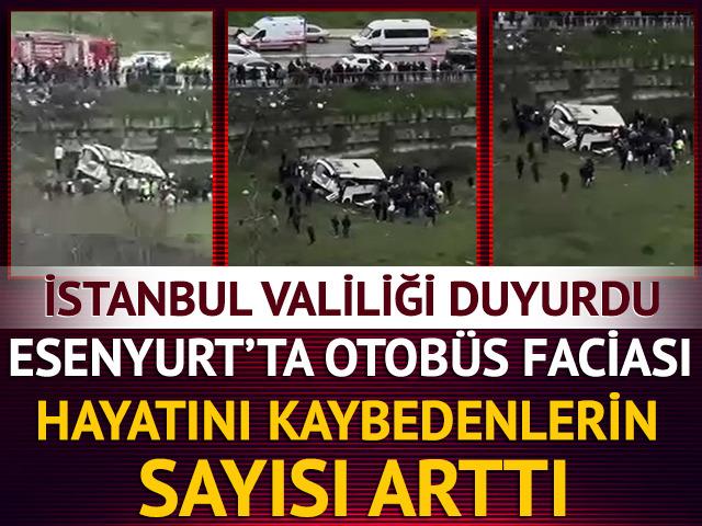 Esenyurt'ta otob&uuml;s faciası! Şarampole yuvarlandı, İstanbul Valiliği acı haberi duyurdu