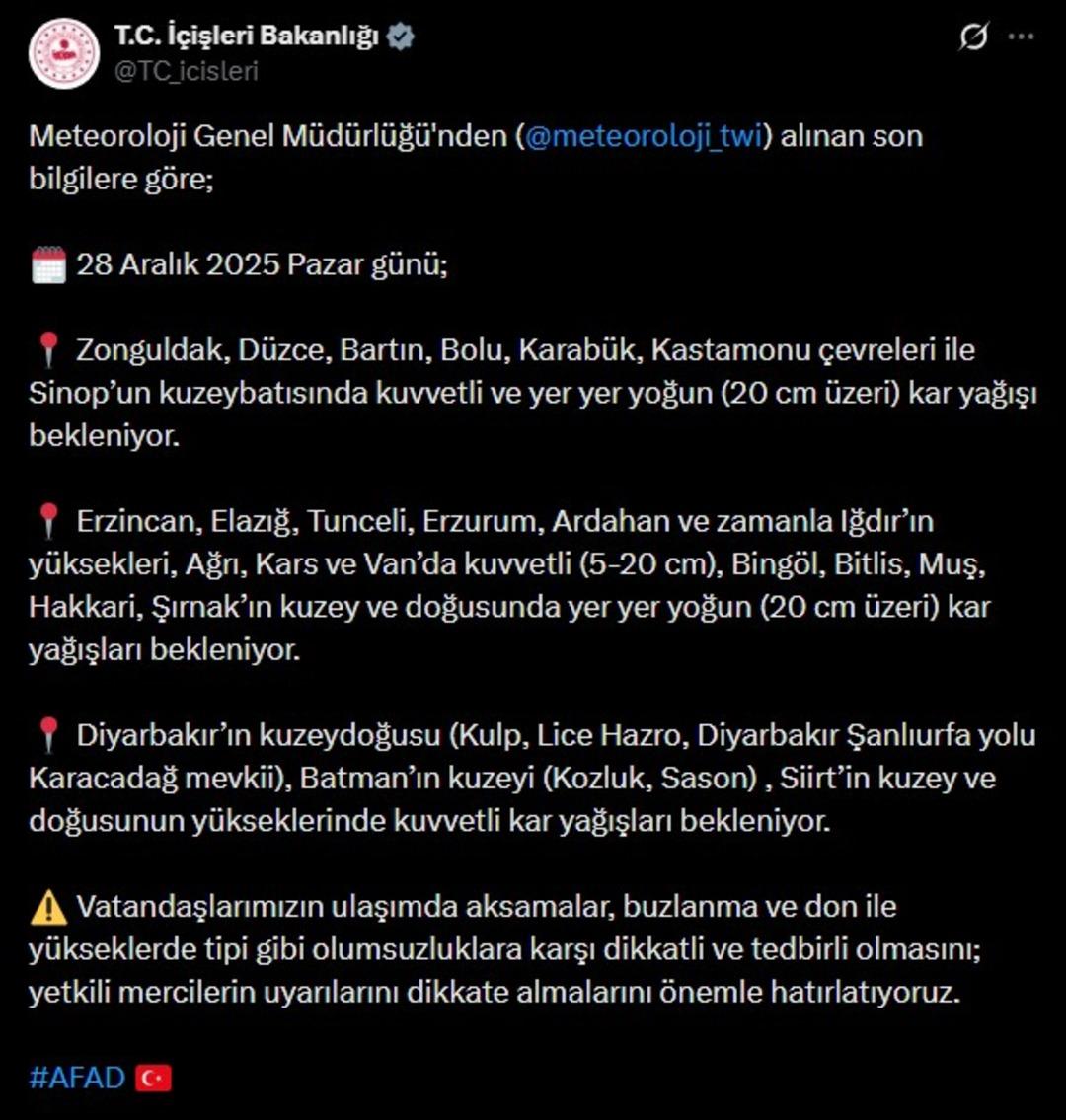 İstanbul&rsquo;da yılbaşı kar yağışı! Meteoroloji den 7 il i&ccedil;in sarı, 3 il i&ccedil;in turuncu kodlu uyarı 4