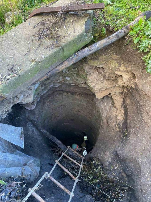 Kırkağa&ccedil;&rsquo;ta kuyuya d&uuml;şen k&ouml;pek itfaiye ekiplerince kurtarıldı 2