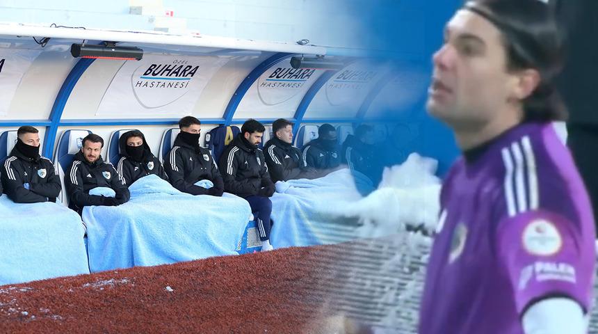 Soğuk hava, sıcak &ccedil;ay! Erzurumspor kalecisi Orbanic&rsquo;in y&ouml;ntemi &ccedil;ok konuşulacak