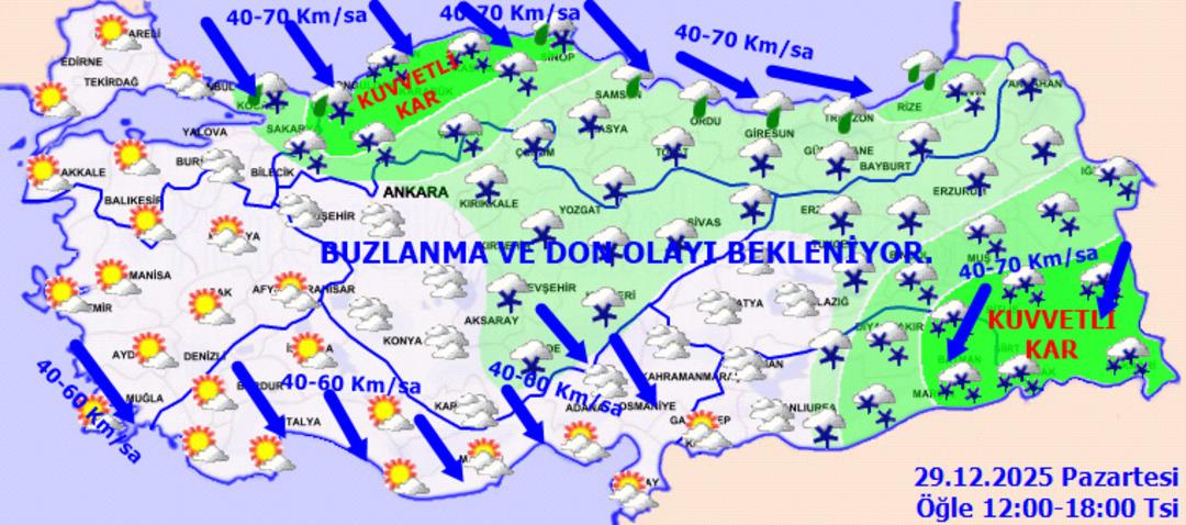 Meteoroloji den yoğun kar uyarısı: 16 ilde sarı alarm! Buzlanma, don ve tipiye dikkat! 2