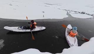 Tokat-Ordu sınırında donan mendereslerde kano yaptılar