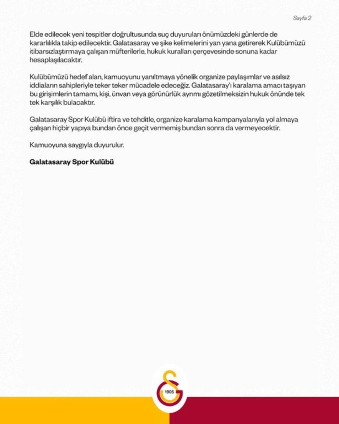 Galatasaray 18 sosyal medya hesabının ismini açıklayıp suç duyurusunda bulundu! 2