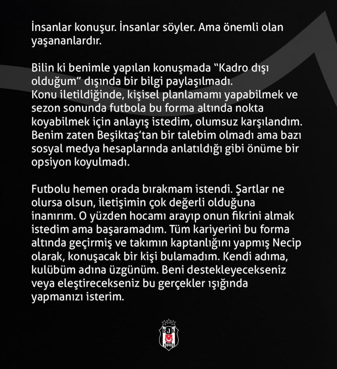 Beşiktaş ta kadro dışı kalan Necip Uysal dan emeklilik kararı! 3