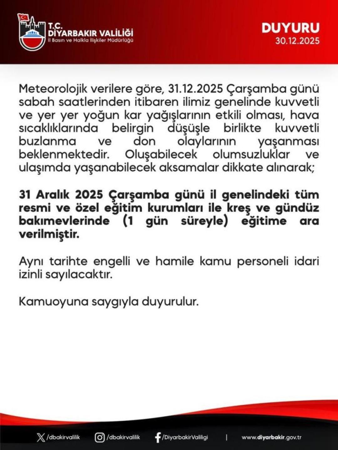 Yoğun kar yağışı sonrası okullara kar tatili haberleri art arda geldi: İşte 31 Aralık 2025 &ccedil;arşamba g&uuml;n&uuml; eğitime ara verilen iller 11