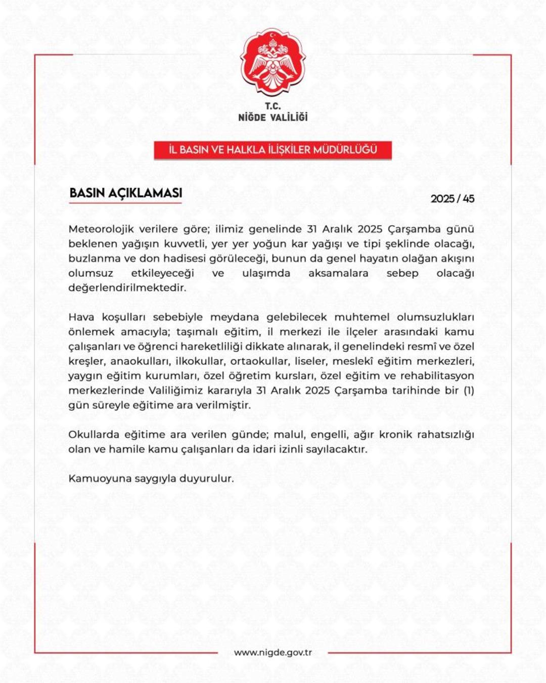 Yoğun kar yağışı sonrası okullara kar tatili haberleri art arda geldi: İşte 31 Aralık 2025 &ccedil;arşamba g&uuml;n&uuml; eğitime ara verilen iller 3