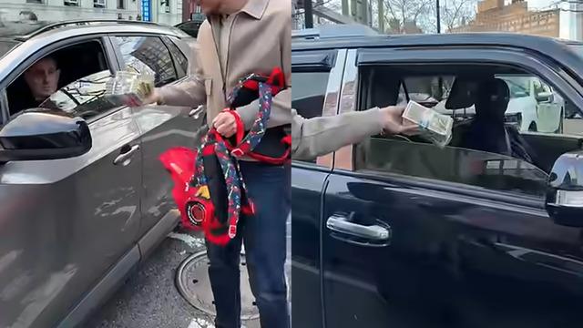 Ünlü isim trafikte deste deste para dağıttı!