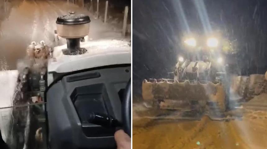 Adıyaman&rsquo;da karda mahsur kalan 50 iş&ccedil;i kurtarıldı