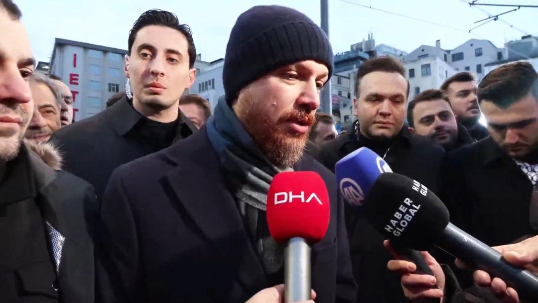 Filistin e destek i&ccedil;in on binlerce kişinin Galata K&ouml;pr&uuml;s&uuml; ne y&uuml;r&uuml;d&uuml;:  Gazze deki bir savaş değil bir soykırımdır  4