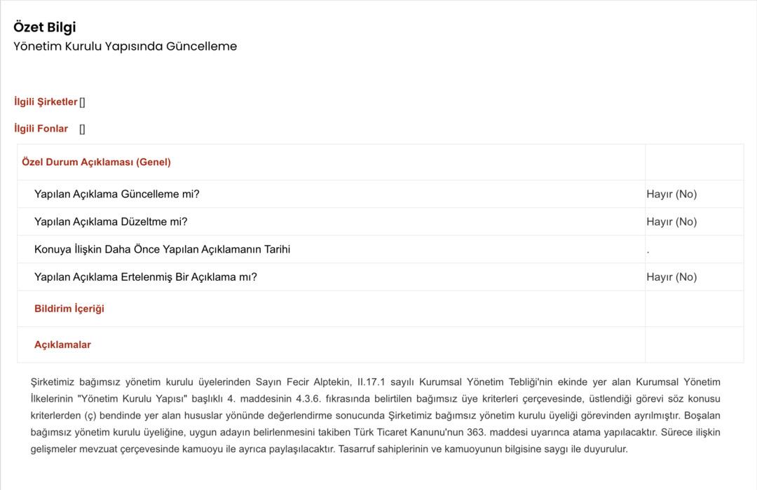 Fecir Alptekin, Tera Y&ouml;netim Kurulu &Uuml;yeliğinden Ayrıldı 1