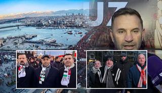 Spor camiası, Filistin'e destek olmak i&ccedil;in Galata K&ouml;pr&uuml;s&uuml;'ndeydi!